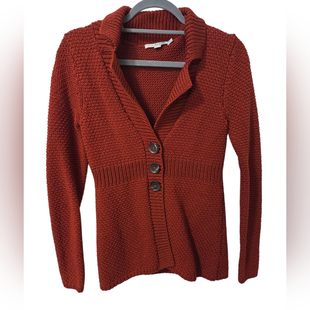 Boden Cotton chunky button front cardigan size 2 Burnt Orange